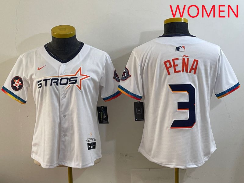 Women Houston Astros 3 Pena White Fourth generation Joint Name 2025 Nike MLB Jersey style 8